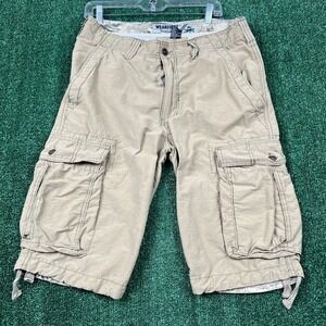 WearFirst Paratrooper Cargo Shorts Men's 33x12" Brown Baggy Cotton Nylon Y2K